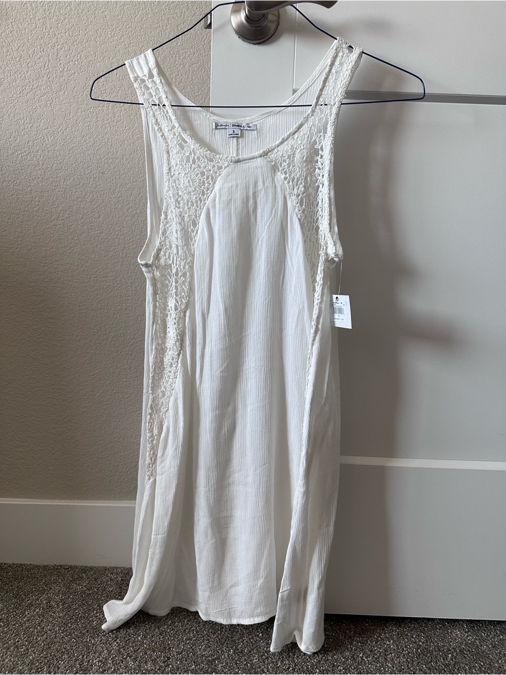 NWT O’Neill Saltwater Solids White Crochet Tank Dress
